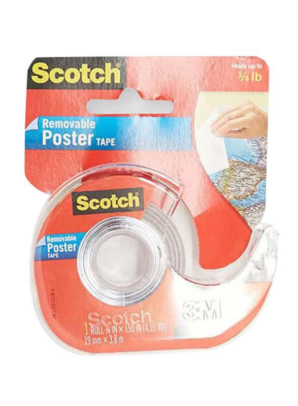 Scotch Brite Removable Poster Tape, 3/4 x 150 inch, White