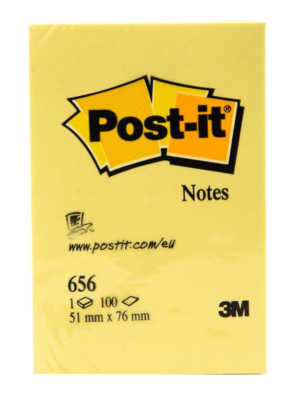 3M Post-it Sticky Notes, 51 x 76mm, 100 Sheets, Yellow