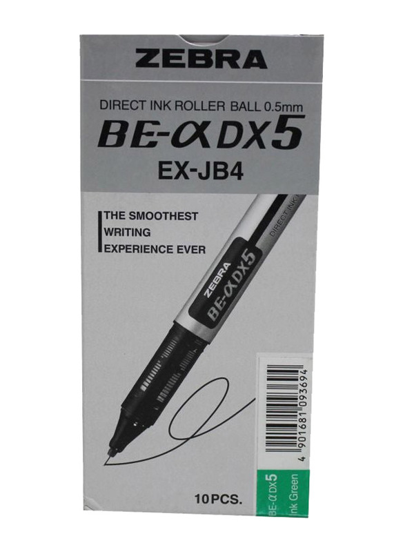 Zebra 10-Piece DX5 Direct Ink Roller Pen Set, Grey/Green