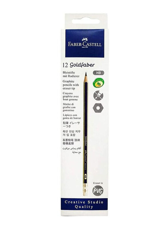 

Faber-Castell 12-Piece Gold Faber Hexagonal HB Pencils, Black