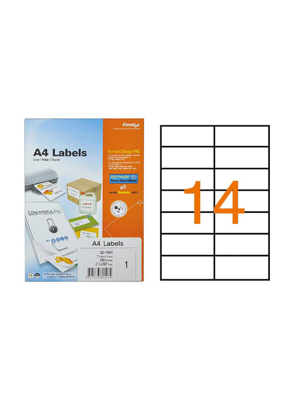 

Formtec Labels, 105 x 42mm, 14 Labels Per Sheet, Clear