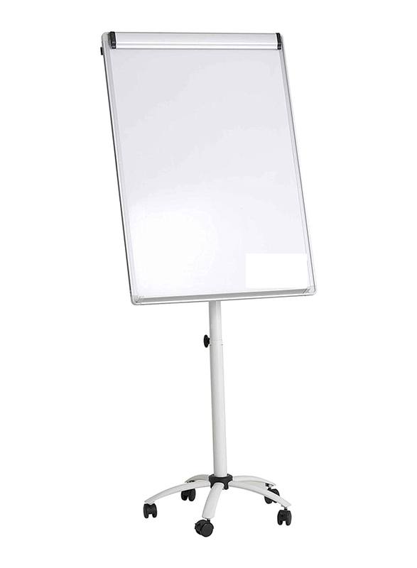 FOS Flip Chart Stand with 5 Wheels Magnetic Board, White