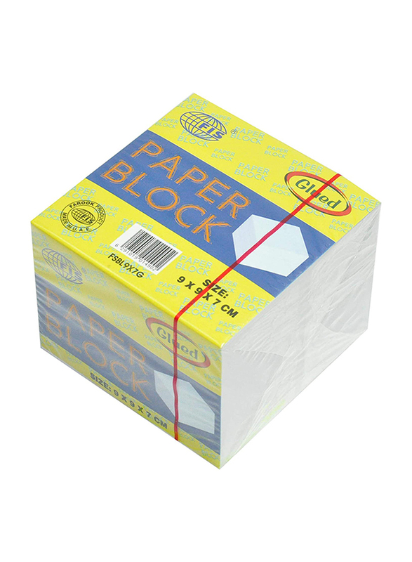 FIS FSBL9X7G Paper Block Glued Sticky Notes, 9 x 9 x 7cm, White