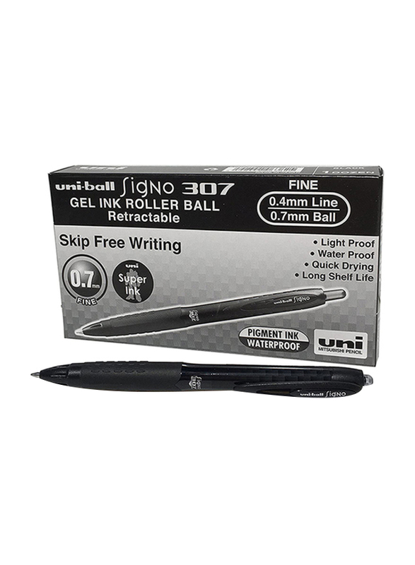 Uniball 14-Piece Signo Gel Ink Retractable Rollerball Pen Set, 0.7mm, UMN-307, Black