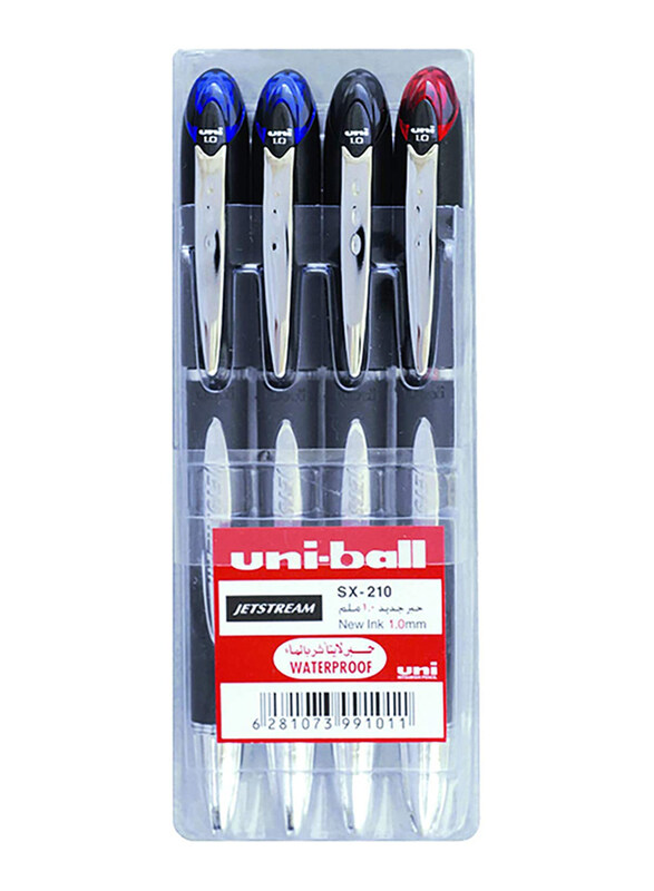 

Uniball 4-Piece MI-SX210-04C Uni Jetstream Pens Set, Multicolour