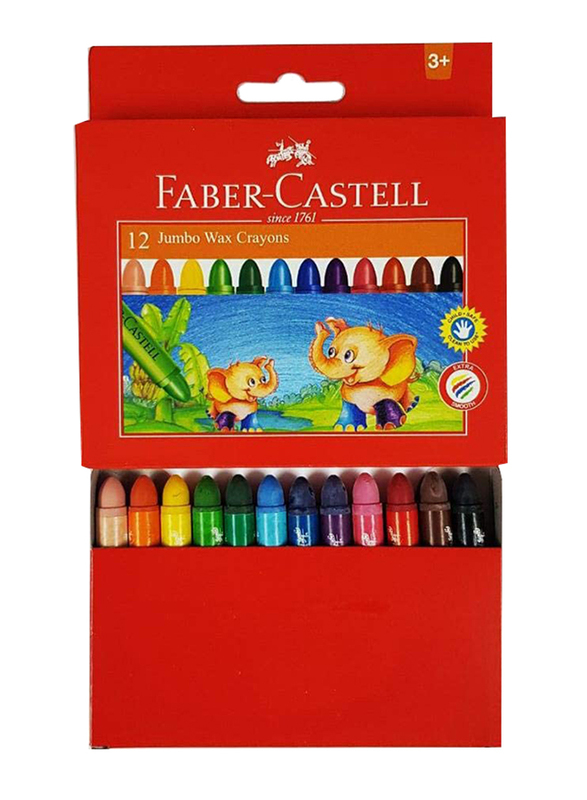 Faber-Castell Jumbo Wax Crayon Set, 12-Piece, Multicolour