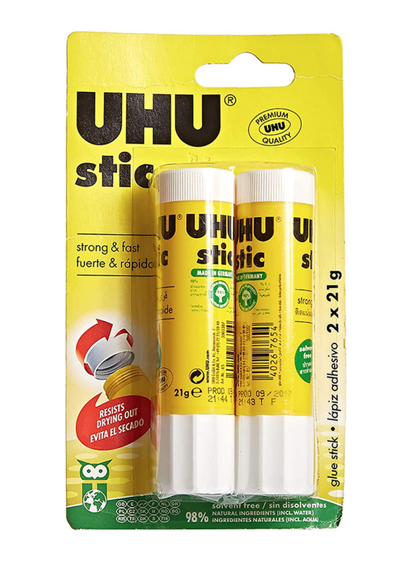 UHU Glue Stick, 2 x 21gm, White