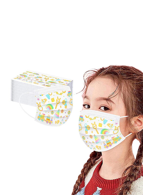 JZY-AD Disposable Face Mask Set for Kids, Multicolour, 50 Pieces