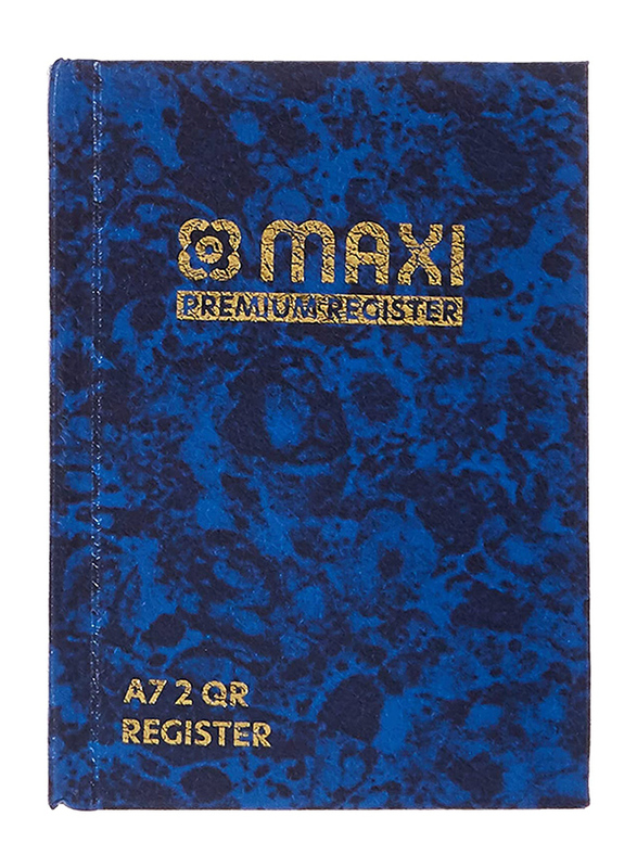 Maxi Premium Register Book, 21.59 x 27.94cm, 96 Sheets, 60GSM, A7 Size, Blue
