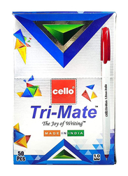 Cello 50-Piece Tri-Mate Ballpoint Pen Set, 1.0mm, Red