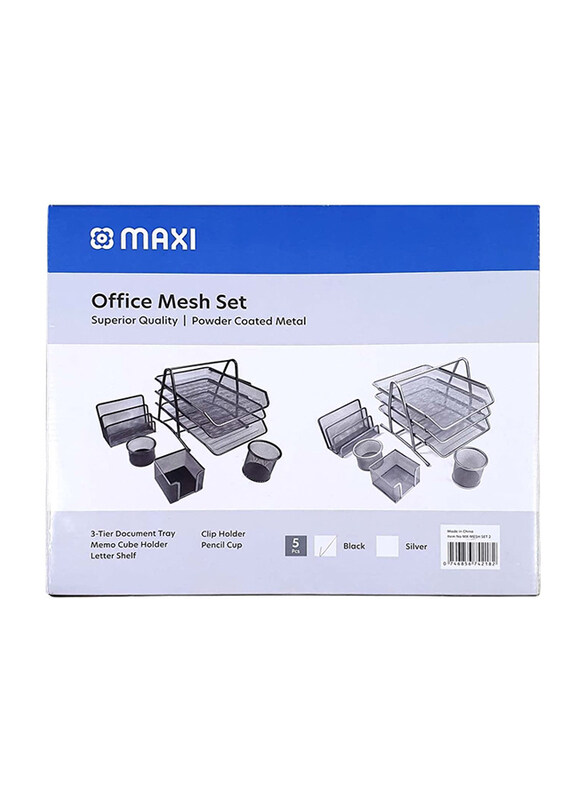 

Maxi Metal Mesh Executive Desk Organizer Set, 5 Piece, Black