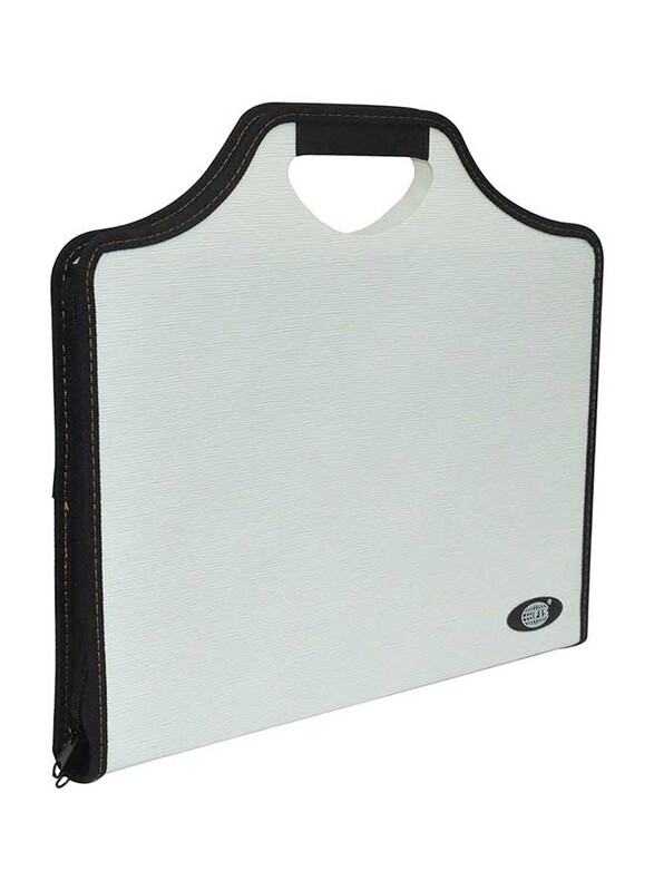 FIS Expanding Files with Handle 13 Pockets, A4 Size, White/Black