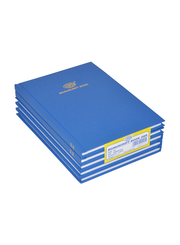 FIS Manuscript Books, 8mm Single Ruled, 96 Sheets, A5 Size, 5 Pieces, Blue