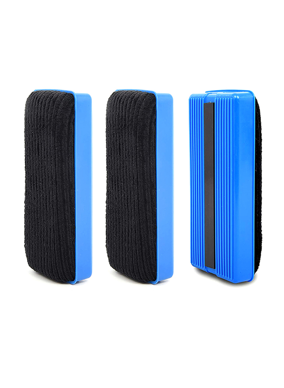 Shikaman 3-Piece Magnetic Dry Erasers, Large, Blue/Black