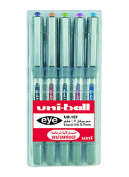 Uniball 5-Piece Eye Liquid Ink Ball Pen Set, 0.7mm, MI-UB157-05CL, Multicolour