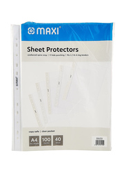 Maxi Sheet Protector, A4 Size, 40 Micron, 100 Pieces, Clear