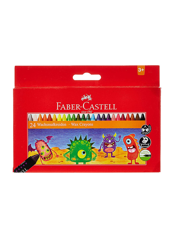 Faber-Castell 24-Piece Round Wax Crayon Set, 90mm, Multicolour
