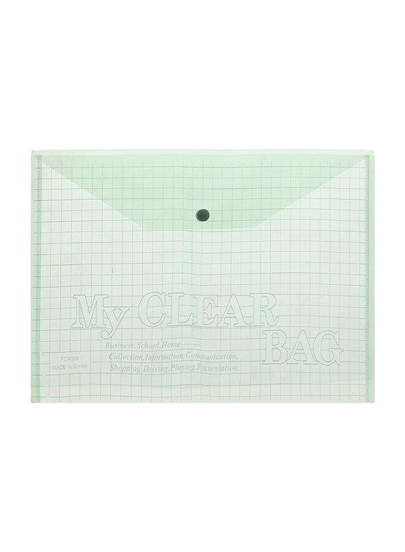 My Clear Bag Medium Thick File Holder, 12 Pieces, Green