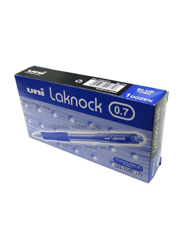 Uniball 12-Piece Laknock Ballpoint Pen Set, 0.7mm, SN100, Blue