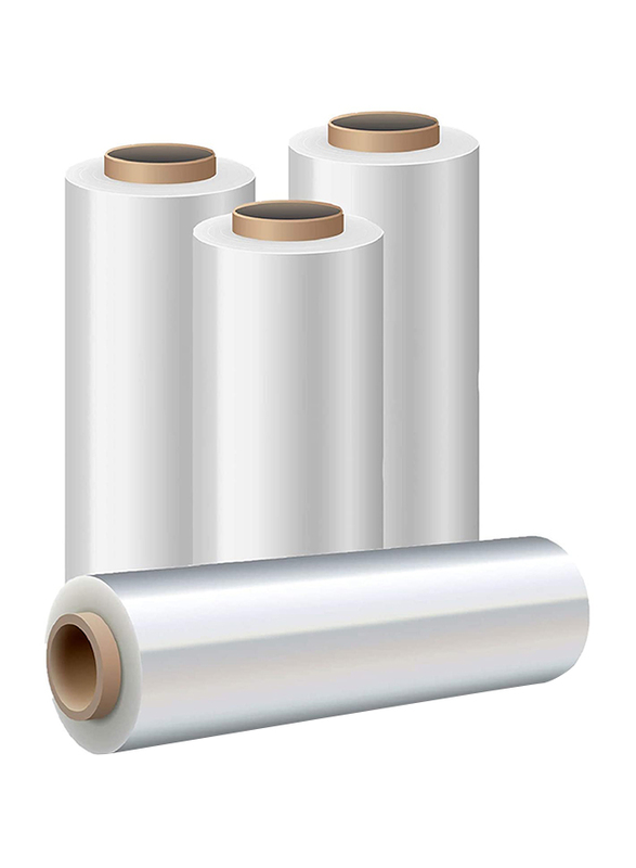 Hollywood Store Branded Shrink Wrap Roll, 4 Rolls, Clear