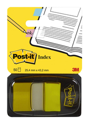 3M Post-it Index Sticky Notes, 25.4 x 43.2, 50 Flags, Yellow