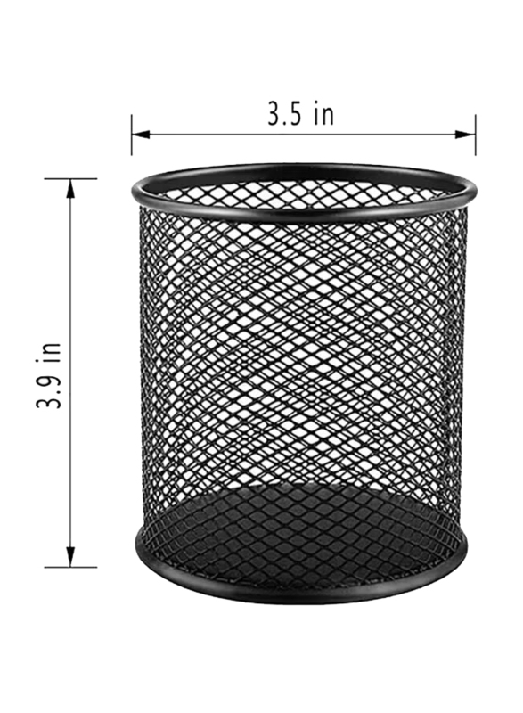 Cylinder Round Pen Holders, 4 Piece, Black