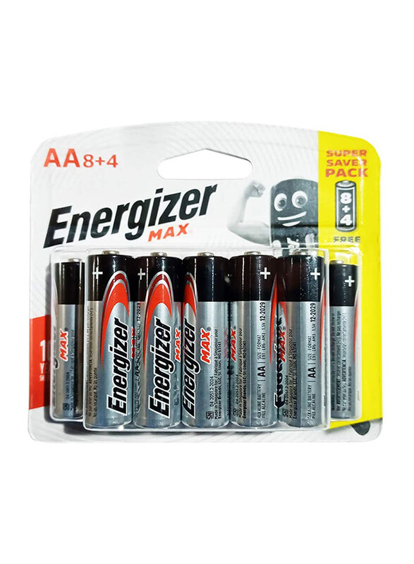 Energizer Max Power Seal AA Batteries, 12 Pieces, Black/Silver