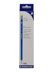 ستدلر مجموعة أقلام رصاص HB2 12 قطعة مع ممحاة طرف مرفقة، أزرق/ أبيض