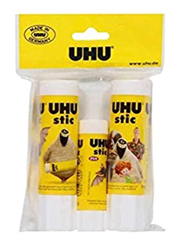 UHU Glue Stick, 2 x 21gm + 1 x 8.2gm, Yellow/White