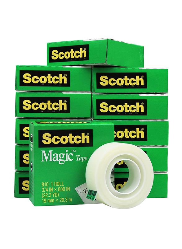 Scotch 810 Magic Roll Tape Set, 12 Pieces, White