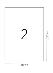 Multi Purpose A4 Size 2 Label Per Sheet, 100 Sheet, White