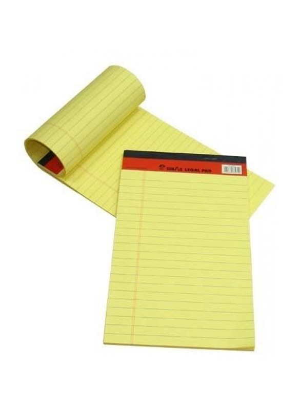 Quick Office Sinarline Legal Lined Pad, 50 Sheets, A4 Size, 10 Pieces, Yellow