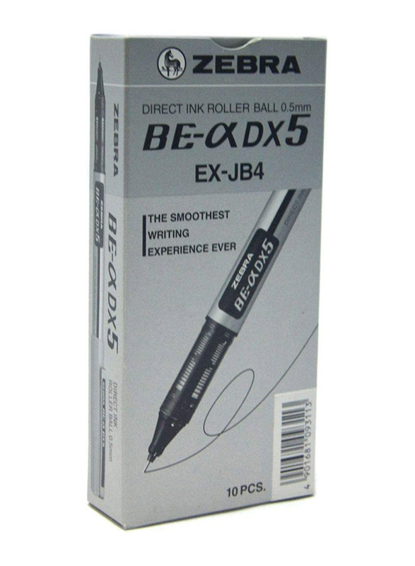 Zebra 10-Piece Be Alpha DX5 Rollerball Pen Set, 0.5mm, Black