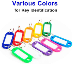 Homee Key Tags with Separate Ring and White Label, 50 Pieces, Multicolour