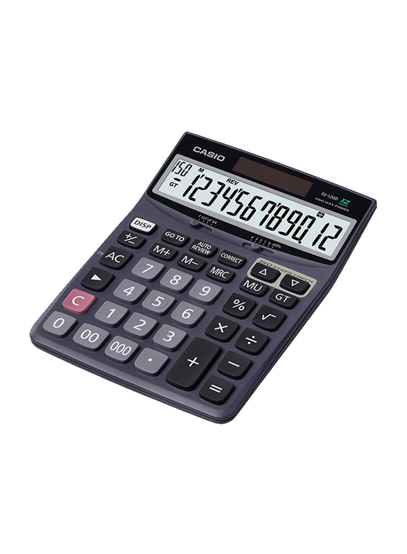 Casio 12-Digit DJ-120D Practical Basic Calculator, Black