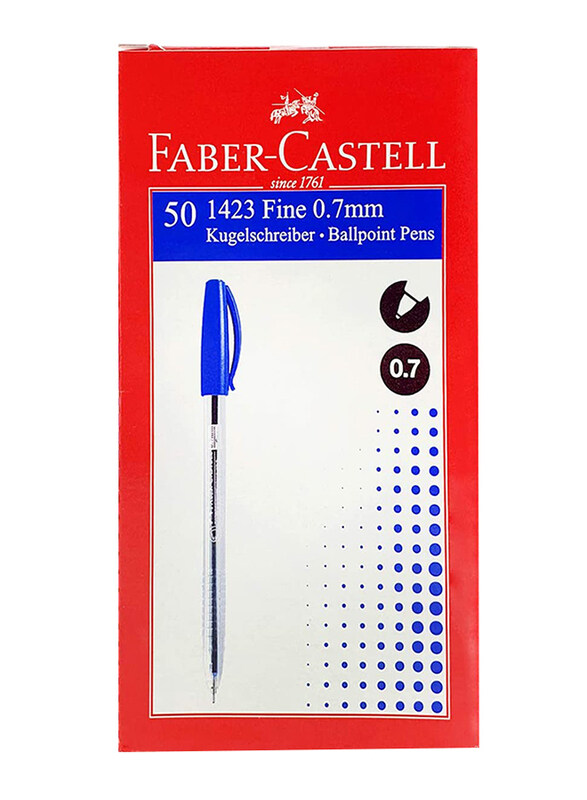 Faber-Castell 50-Piece 1423 Ballpoint Pen Set, 0.7mm, Blue