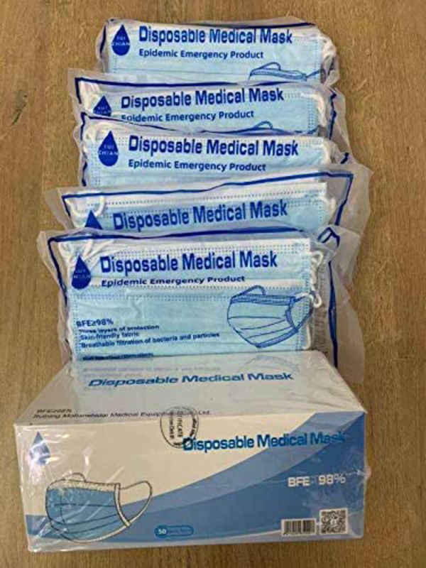 Mask 3 Ply Filter Dust Comfort Breathable Disposable Medical Face Mask, 50 Pieces