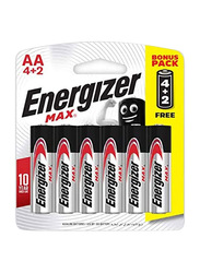 Energizer Max Alkaline AA Batteries, 1.5V, 6-Piece, Black