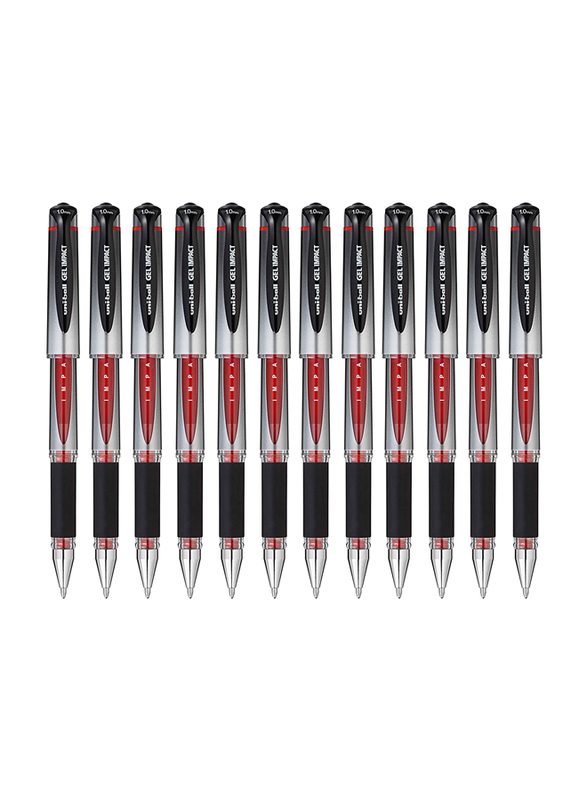 يوني بول مجموعة أقلام جل إمباكت من سيجنو 12 قطعة مع قبضة مطاطية، متعدد الألوان