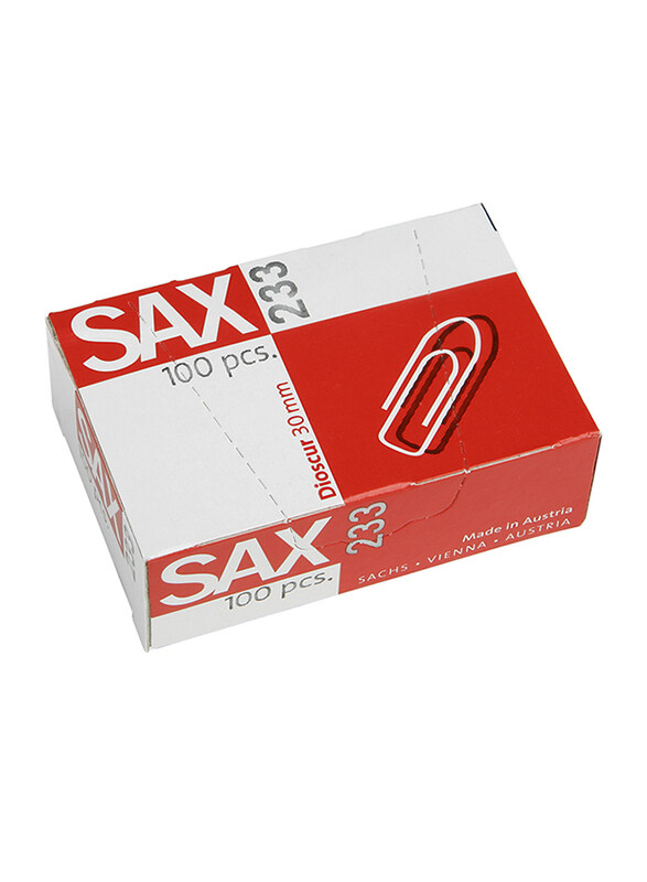 

SAX 233 Paper Clips, 30mm, 100 Pieces, Silver