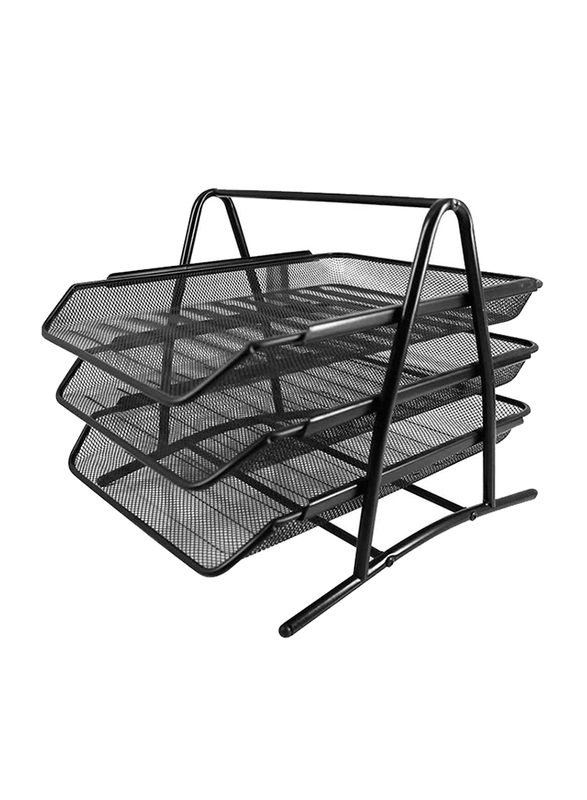 Mesh 3 Tier Letter Tray, Black