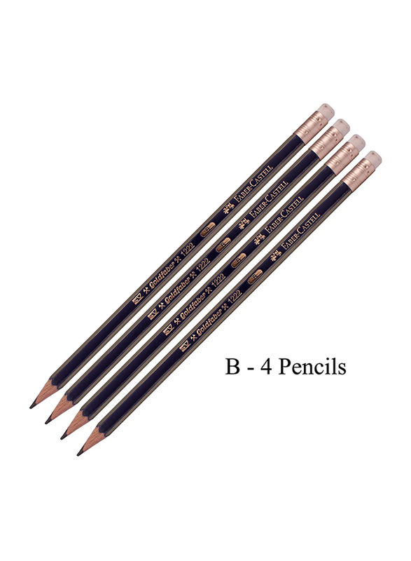 Faber-Castell 12-Piece Goldfaber 1222 Office/Drawing Pencils Set, HB/2B/B, Black