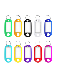 Homee Key Tags with Separate Ring and White Label, 50 Pieces, Multicolour