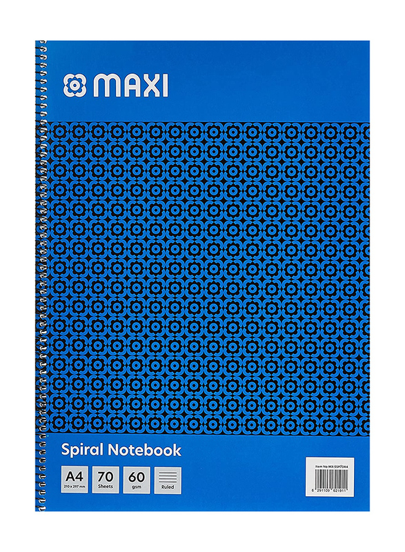 Maxi Side Spiral Pad, 70 Sheets, 60 GSM, A4 Size, Blue