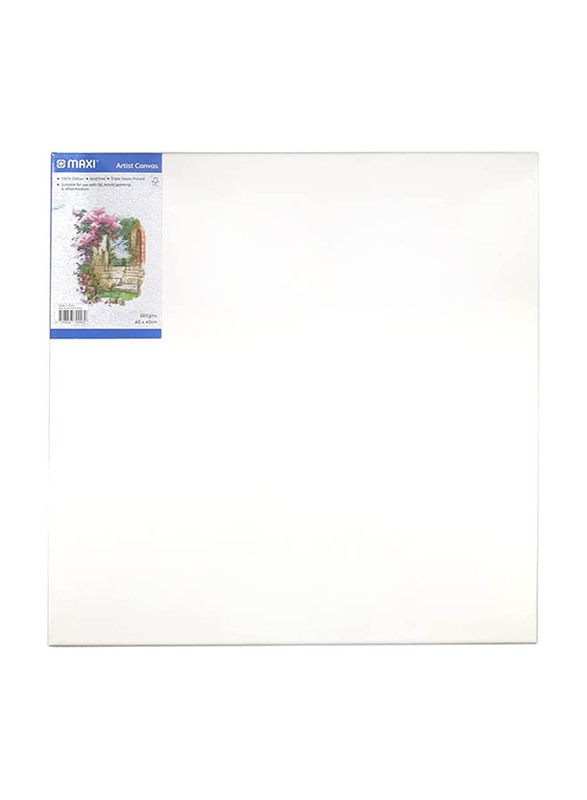 Maxi Stretched Painting Canvas Board, 380 GSM, 60 x 60cm, White