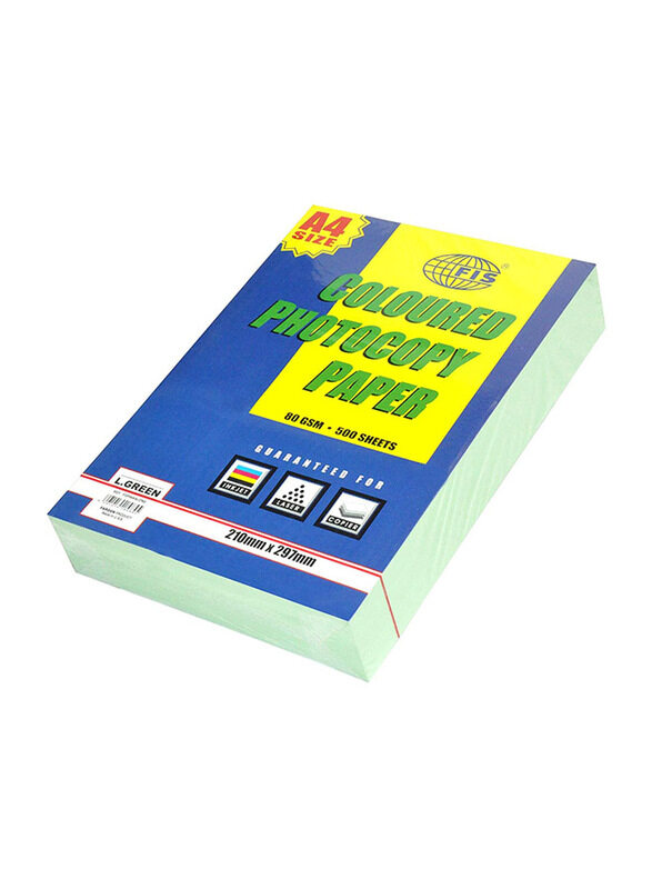 

FIS Coloured Photocopy Paper, 500 Sheets, 80 GSM, A4 Size, Light Green