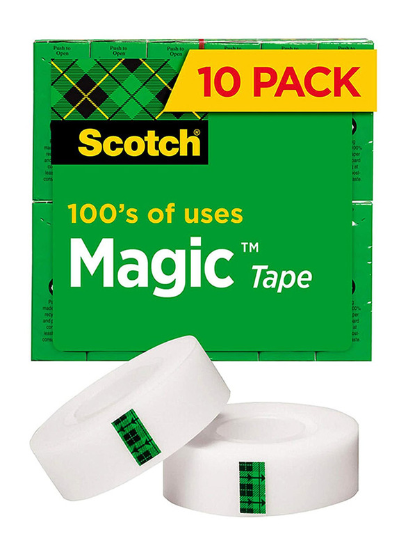 Scotch Magic Tape with Dispenser Set, 10 Pieces, White