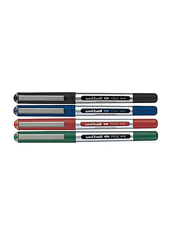 Uniball 4-Piece Ub-150 Liquid Ink Rollerball Pen, Multicolour