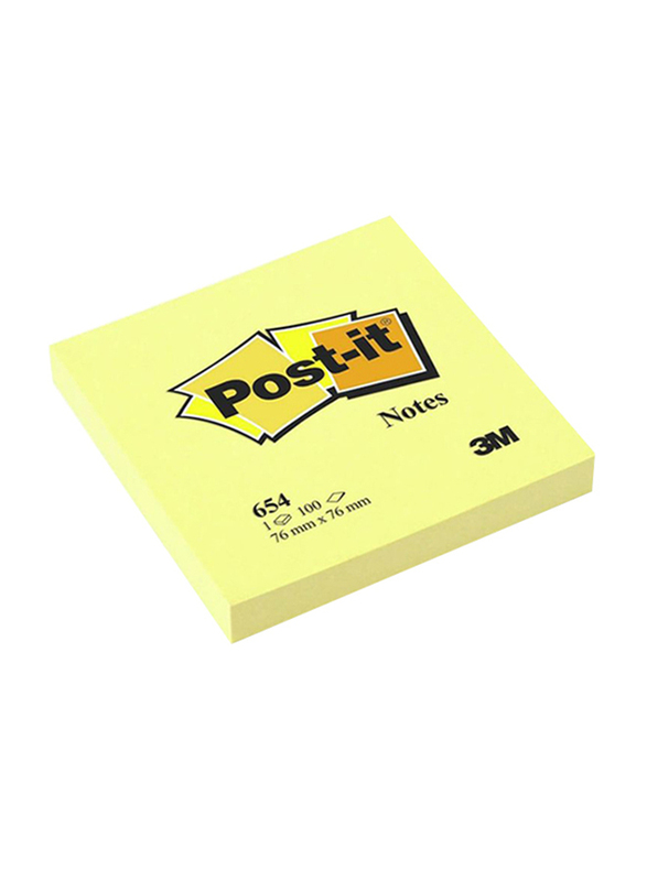 Post-it Sticky Notes, 76 x 76mm, 100 Sheets, Yellow
