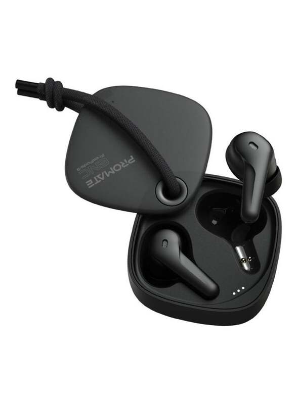 Promate FreePods-3 In-Ear Bluetooth Earbuds, with 4 Built-In Noise Cancelling Mics, 22h Playtime, 300mAh Charging Case and Smart Touch-Control, Black